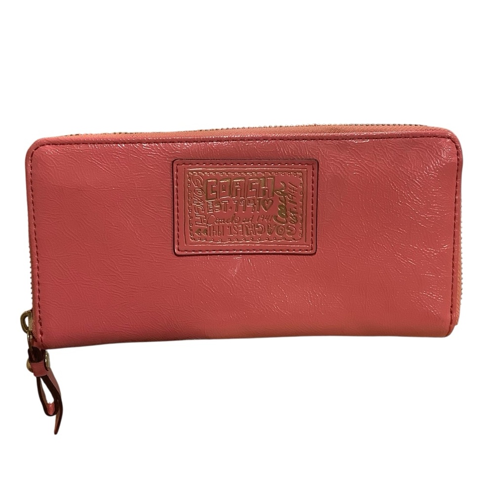 Coach Coral Leather Zip Wallet